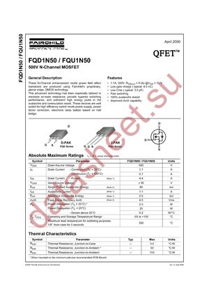 FQU1N50TU datasheet  